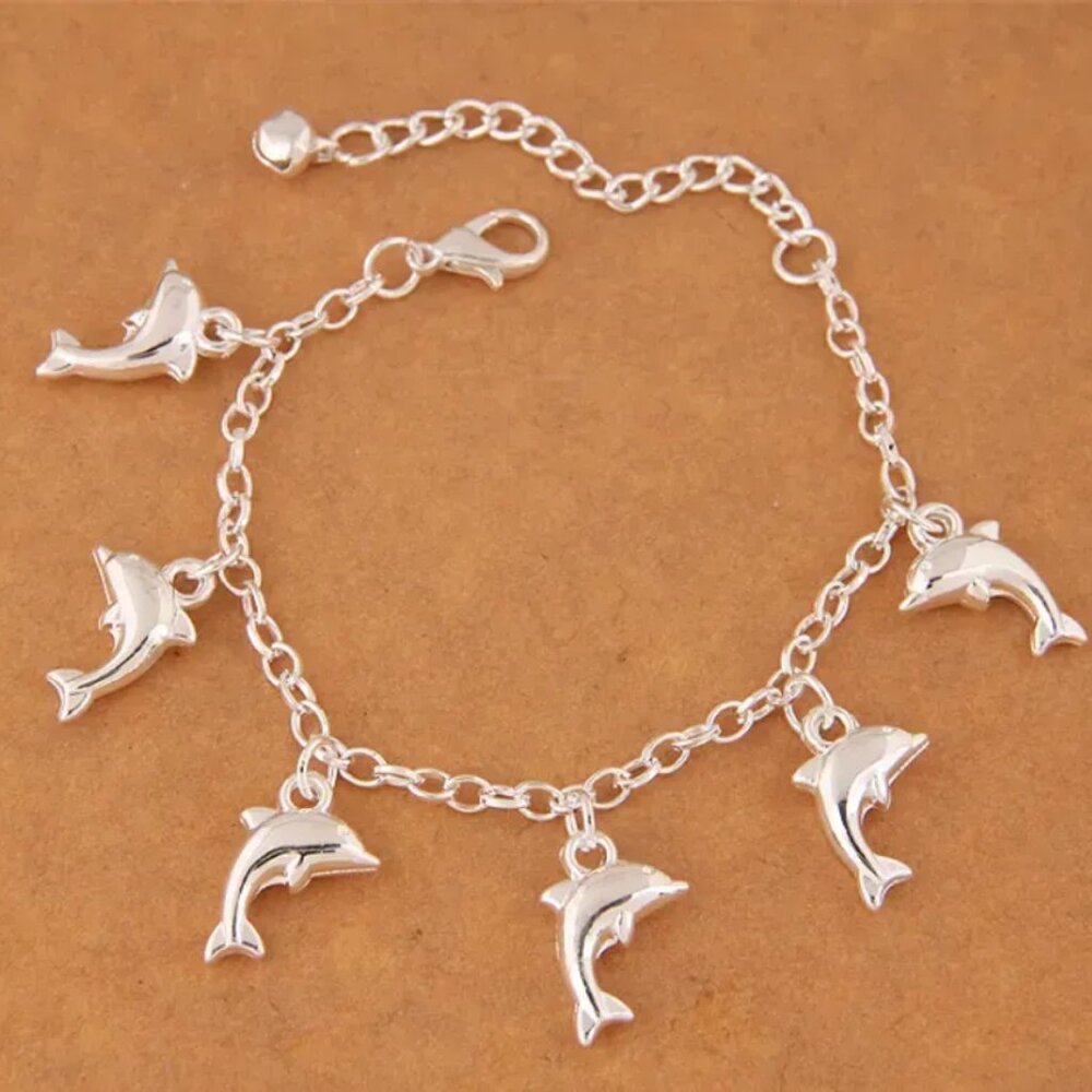 Sterling Silver Dolphin Charm Bracelet – Ocean Lover’s Dream!